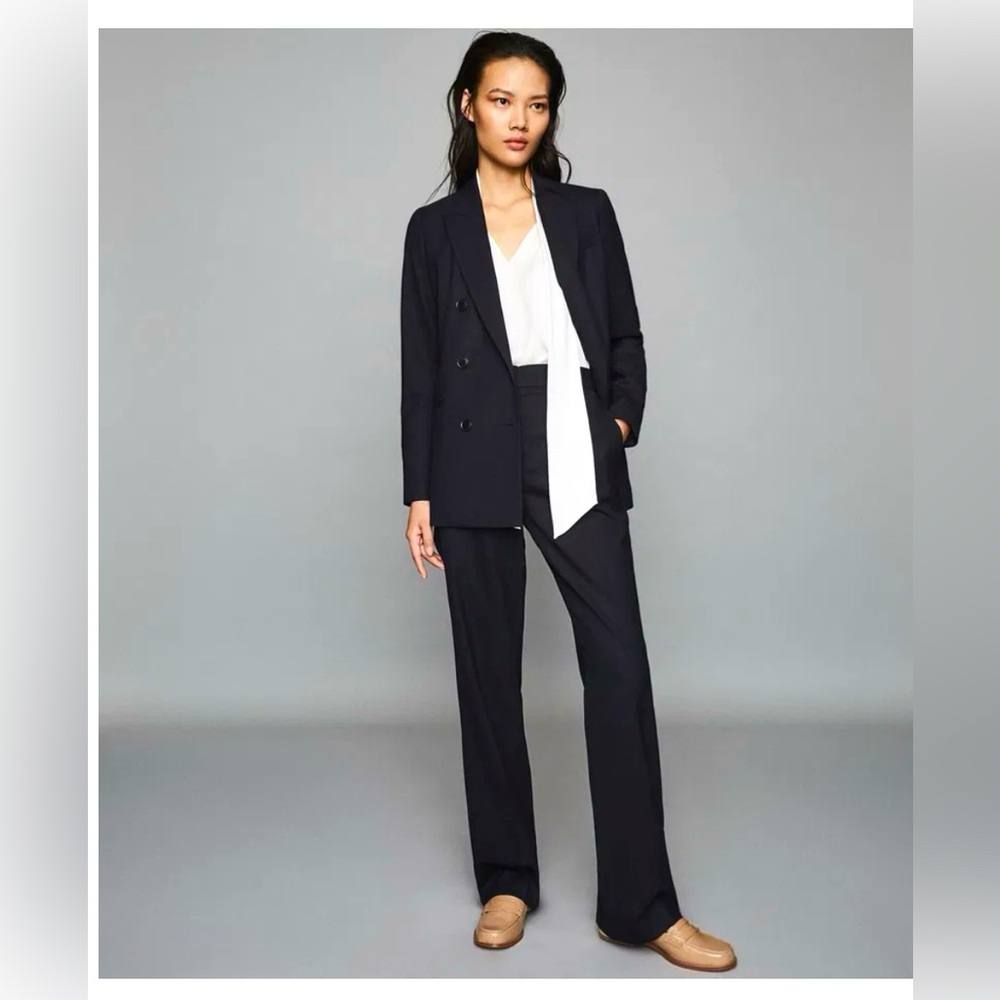 Reiss Hartley Trousers Navy High Rise